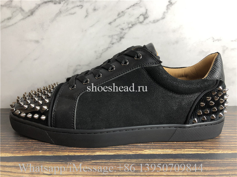 Christian Louboutin Spike Flat Louis Low Top Sneaker Black