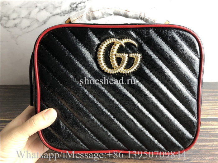 Original Gucci GG Marmont Small Shoulder Bag With Bamboo