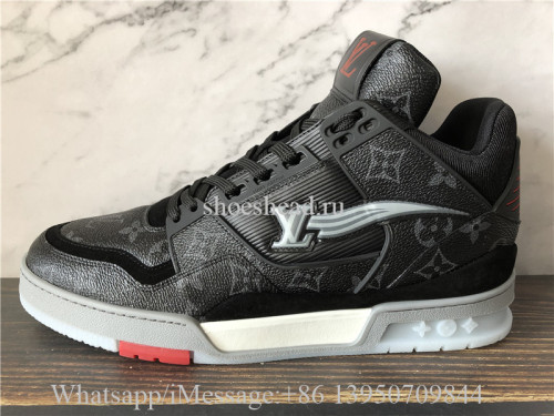 Super Quality Louis Vuitton LV Trainer Sneaker Black Leather
