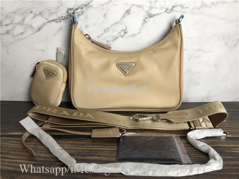 Orginal Quality Prada Nylon Re-Edition 2005 Shoulder Bag Beige