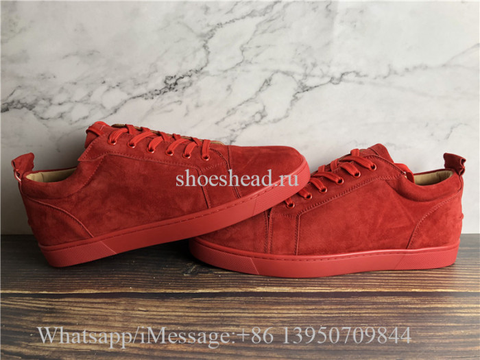 Christian Louboutin Flat Low Top Shoes Red Suede