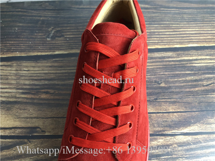 Christian Louboutin Flat Low Top Shoes Red Suede