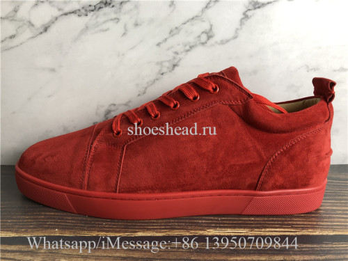 Christian Louboutin Flat Low Top Shoes Red Suede