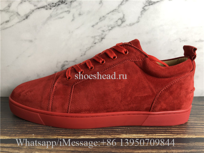Christian Louboutin Flat Low Top Shoes Red Suede