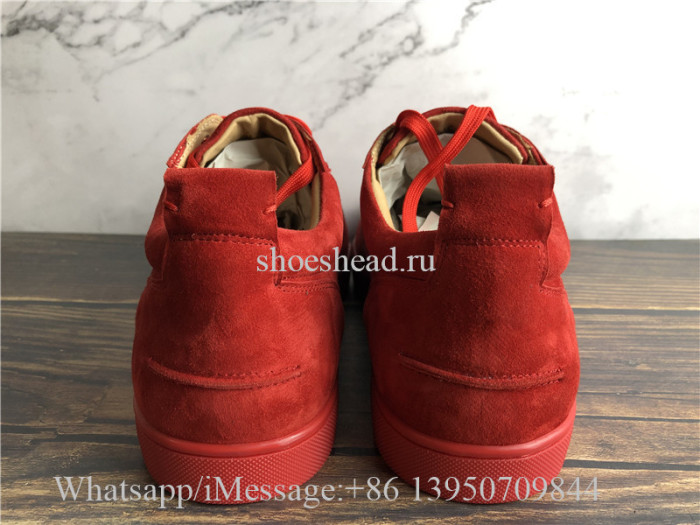 Christian Louboutin Flat Low Top Shoes Red Suede
