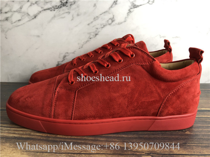 Christian Louboutin Flat Low Top Shoes Red Suede