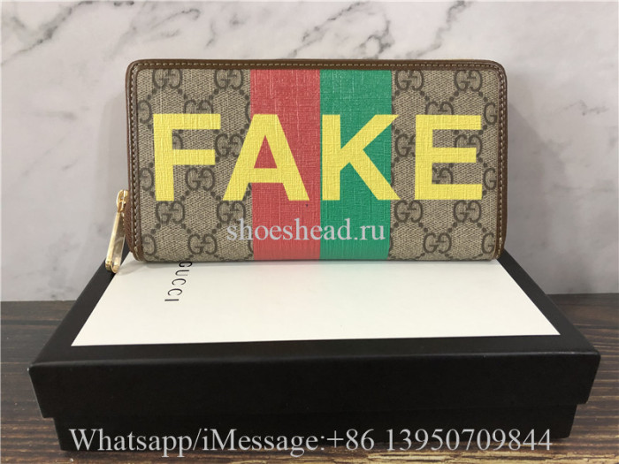 Original Gucci Men's Fakenot Print Zip-around Wallet