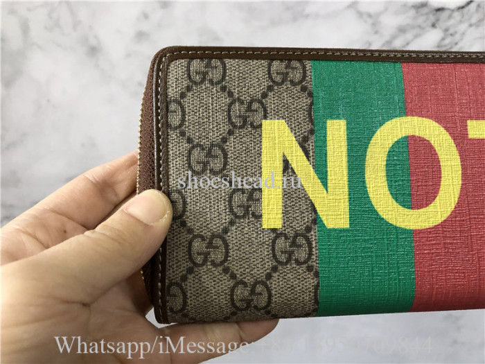 Original Gucci Men's Fakenot Print Zip-around Wallet