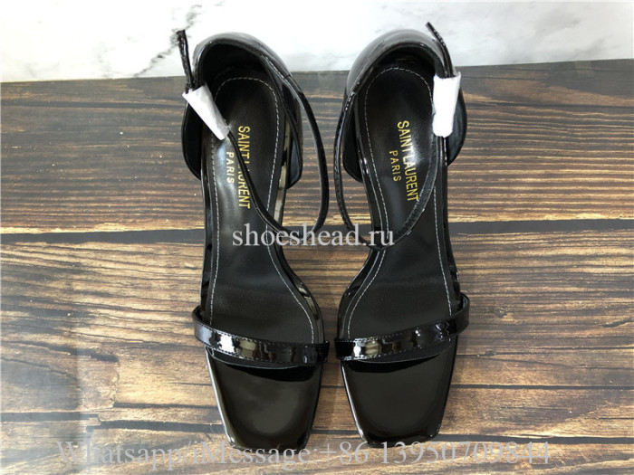 Saint Laurent Opyum YSL Logo-Heel Sandals with Golden Hardware