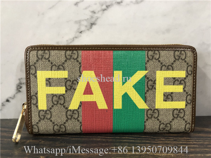 Original Gucci Men's Fakenot Print Zip-around Wallet