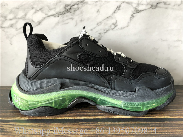 Super Quality Balenciaga Triple S Black Trainer Green Clear Sole