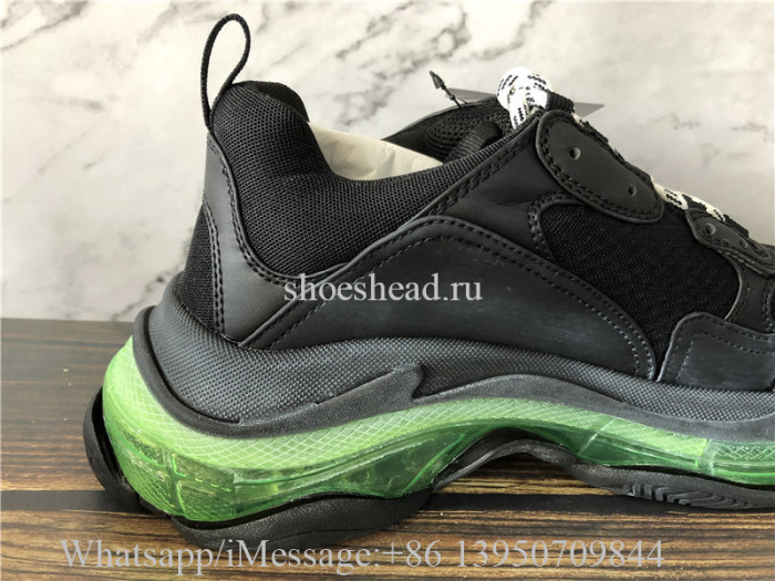Super Quality Balenciaga Triple S Black Trainer Green Clear Sole