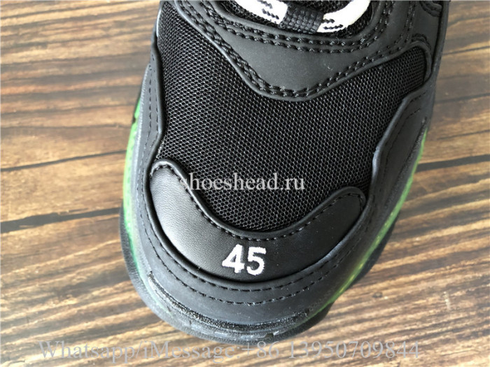 Super Quality Balenciaga Triple S Black Trainer Green Clear Sole