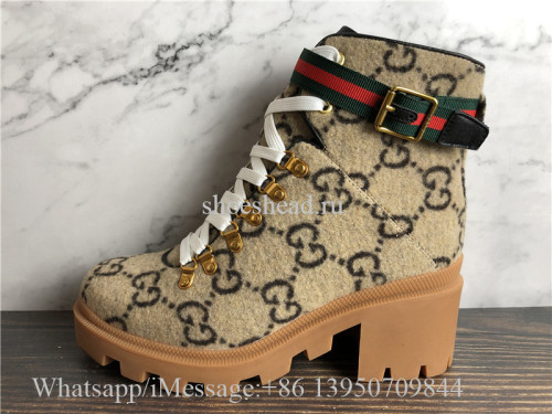 Gucci Beige Wool GG Ankle Boots