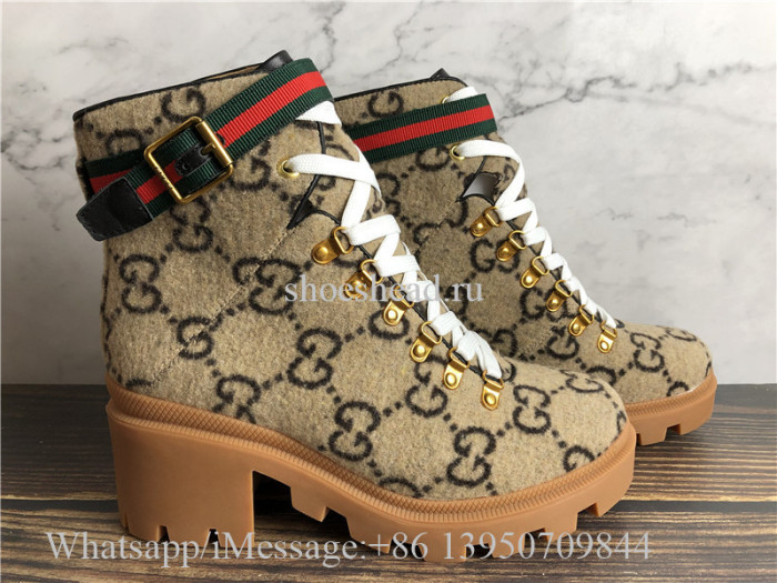 Gucci Beige Wool GG Ankle Boots