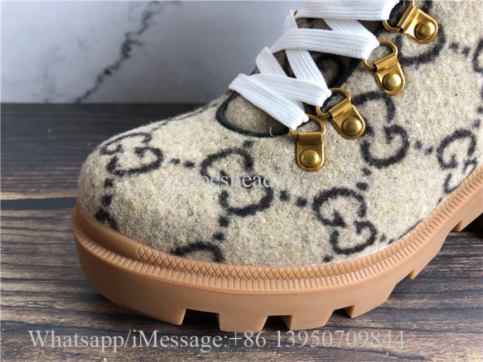 Gucci Beige Wool GG Ankle Boots