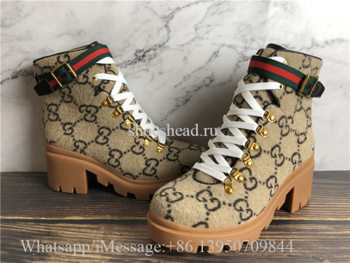 Gucci Beige Wool GG Ankle Boots