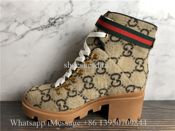 Gucci Beige Wool GG Ankle Boots
