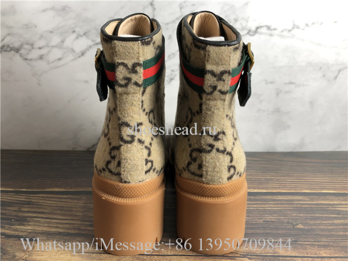 Gucci Beige Wool GG Ankle Boots