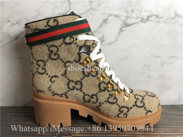 Gucci Beige Wool GG Ankle Boots