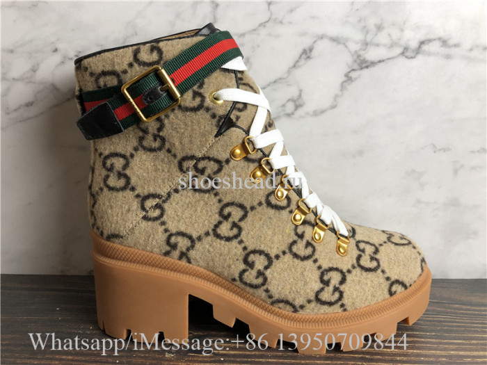 Gucci Beige Wool GG Ankle Boots