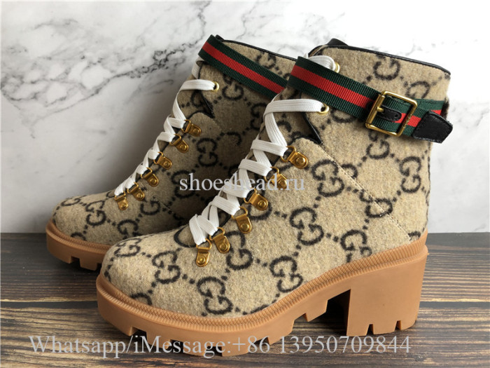 Gucci Beige Wool GG Ankle Boots