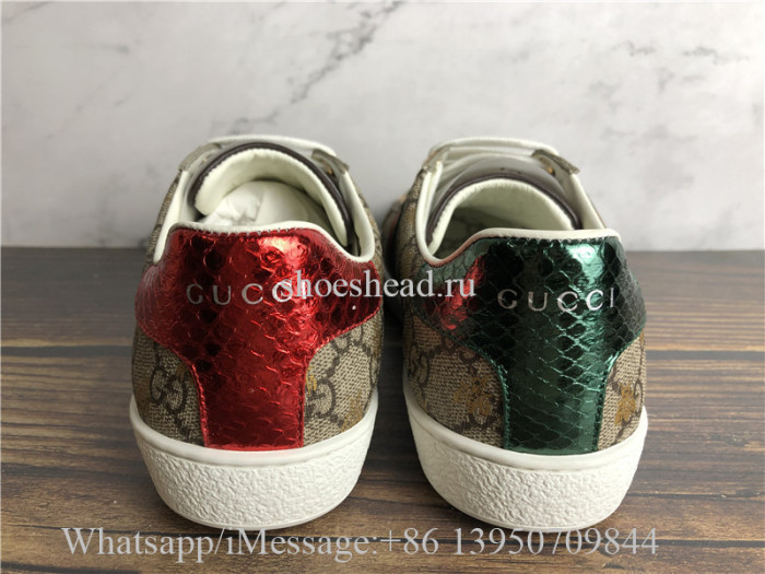 Gucci Ace GG Supreme Bees Leather Lace Up Sneakers
