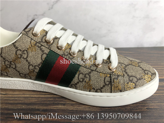 Gucci Ace GG Supreme Bees Leather Lace Up Sneakers