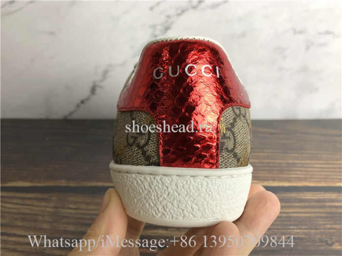 Gucci Ace GG Supreme Bees Leather Lace Up Sneakers