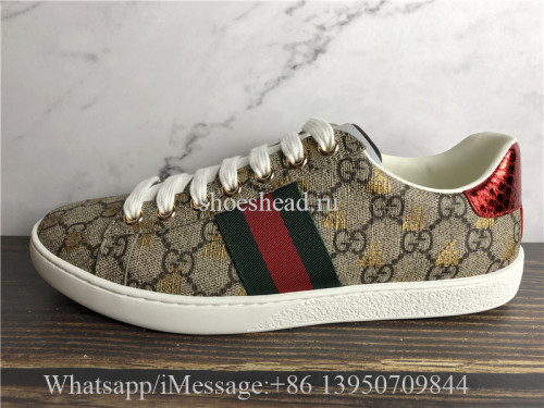 Gucci Ace GG Supreme Bees Leather Lace Up Sneakers