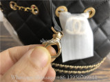 Original Chanel Grained Calfskin Quilted Golden Chain Bucket Bag Black