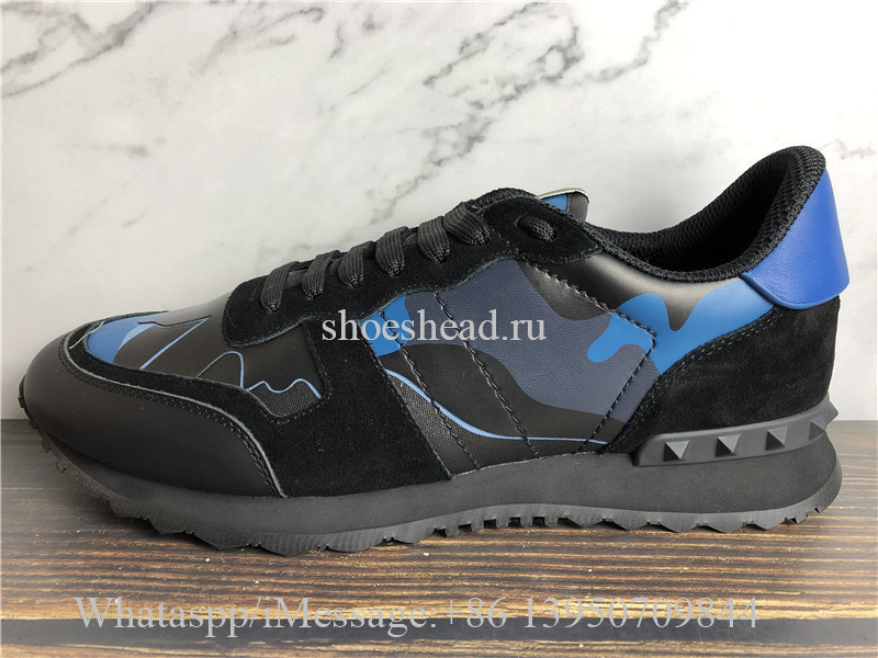 Valentino Camo Runner Shoes Blue Black