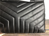 Original YSL Saint Laurent Envelope Shoulder Bag Matelasse Grained Leather Black-tone