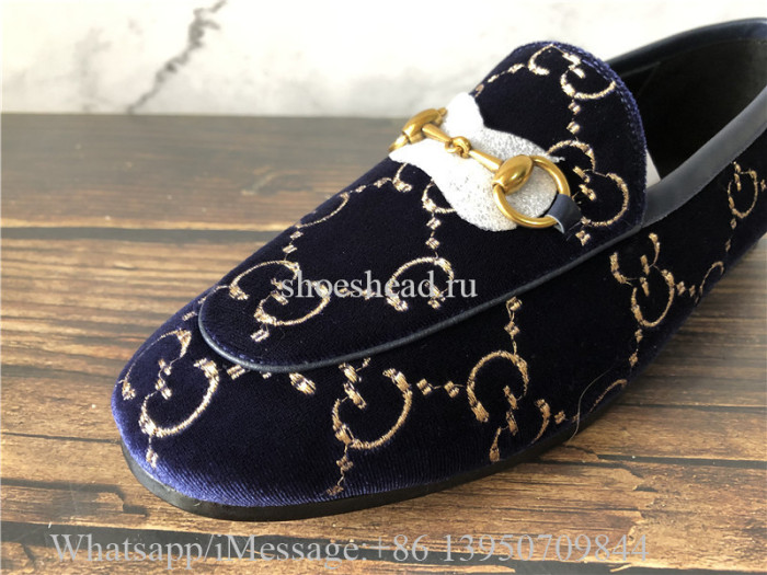 Super Quality Gucci Jordaan GG Velvet Loafer Blue GG Velvet