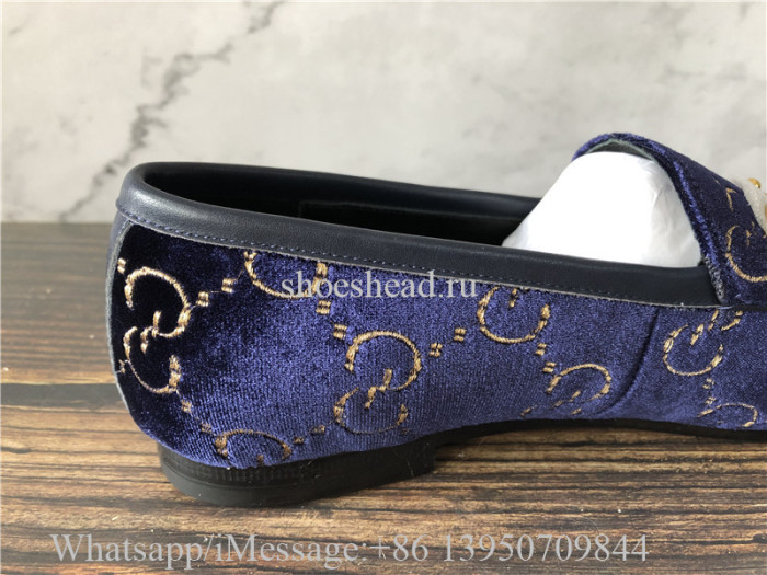 Super Quality Gucci Jordaan GG Velvet Loafer Blue GG Velvet
