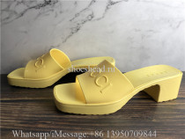 Gucci Rubber Logo Platform Slide Sandal Yellow