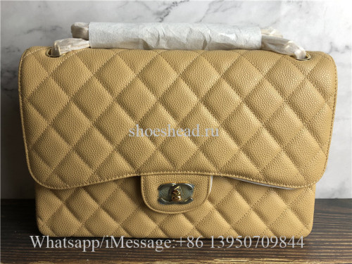Original Quality Chanel Jumbo Caviar Double Flap Bag Beige 30cm