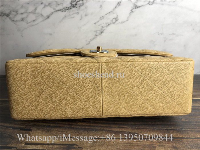 Original Quality Chanel Jumbo Caviar Double Flap Bag Beige 30cm