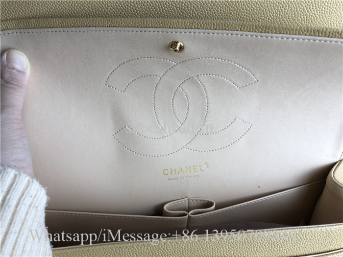 Original Quality Chanel Jumbo Caviar Double Flap Bag Beige 30cm
