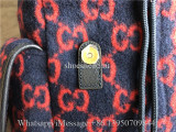 Original Gucci Monogram Print Backpack Red Navy Tones Leather Wool