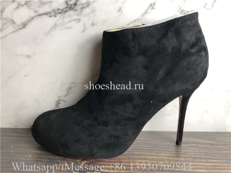 Christian Louboutin Elle Black Suede Red Sole Ankle Boots