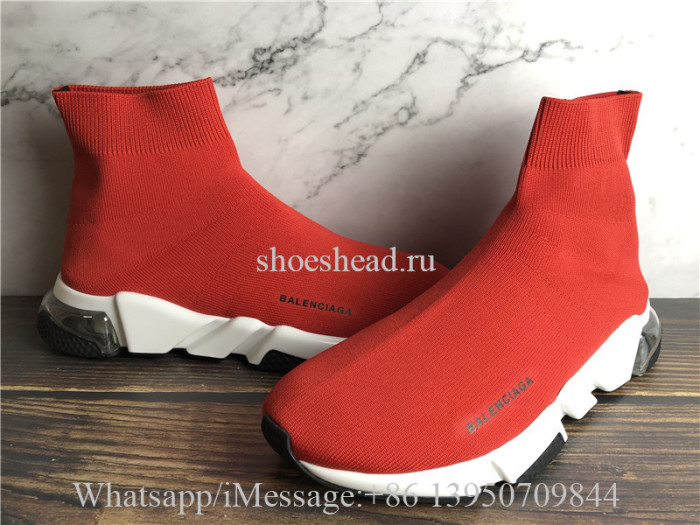 Balenciaga Speed Knit High Top Sneakers Rouge Air Bubble