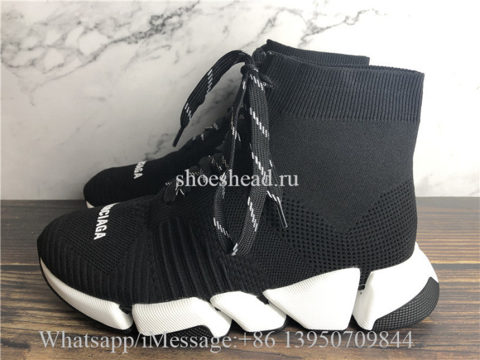 Balenciaga Speed 2.0 Lace Up Sneakers Black White