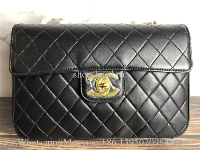 Original Chanel Vintage Classic Double Flap Bag Quilted Lambskin