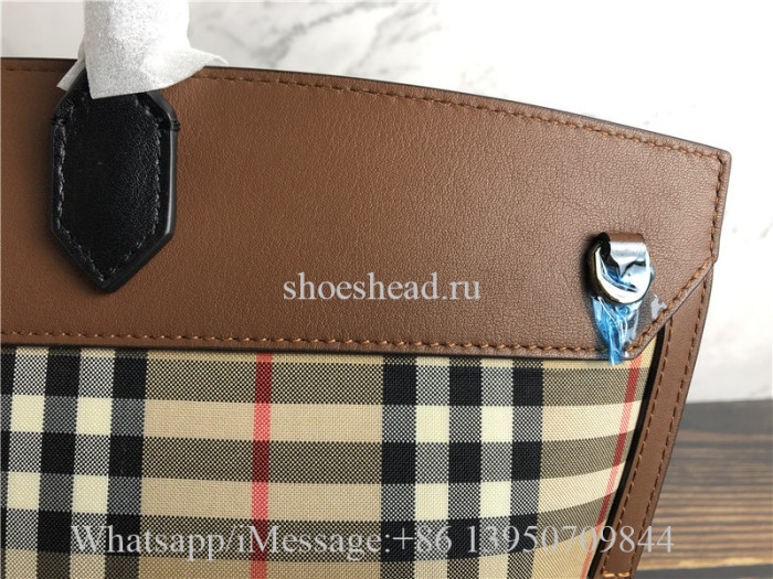 Original Burberry Small Vintage Check Society Top Handle Bag