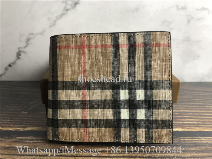 Original Burberry Vintage Check E-Canvas International Bifold Wallet