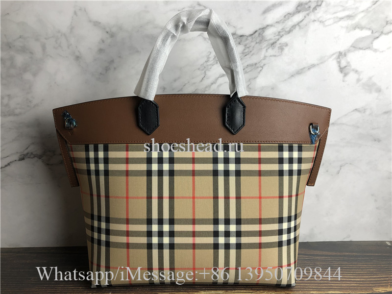 Original Burberry Small Vintage Check Society Top Handle Bag