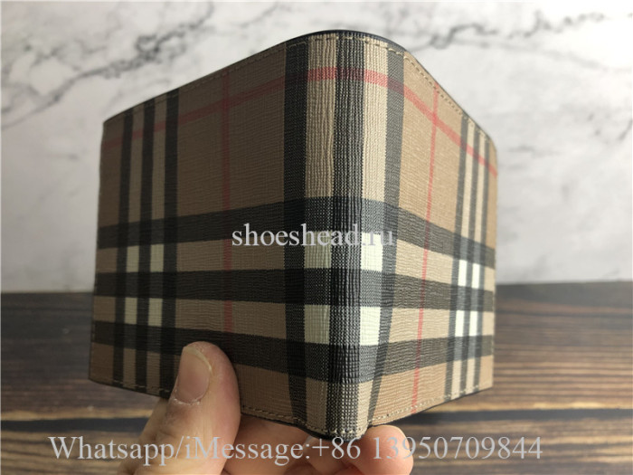 Original Burberry Vintage Check E-Canvas International Bifold Wallet