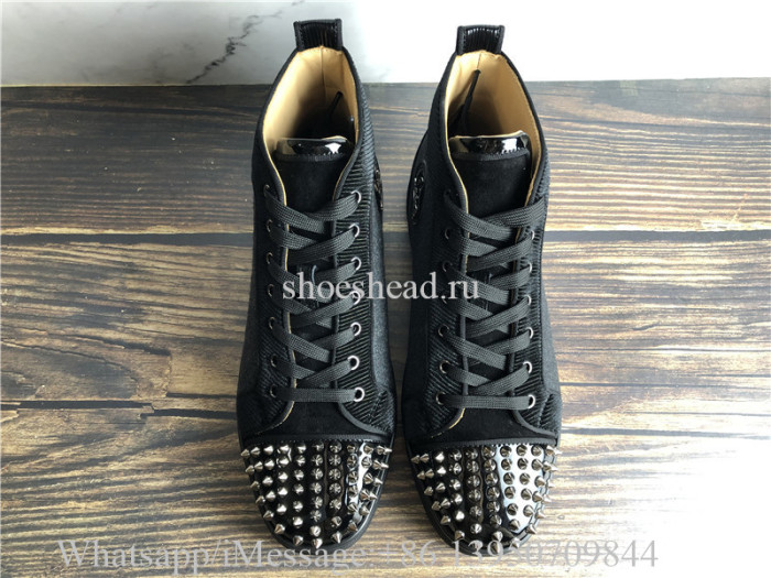 Christian Louboutin Spike Flat High Top Sneaker Grey Wool