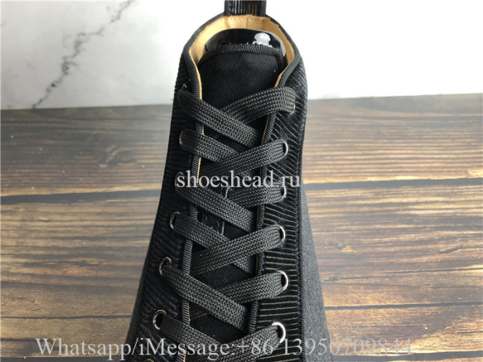 Christian Louboutin Spike Flat High Top Sneaker Grey Wool